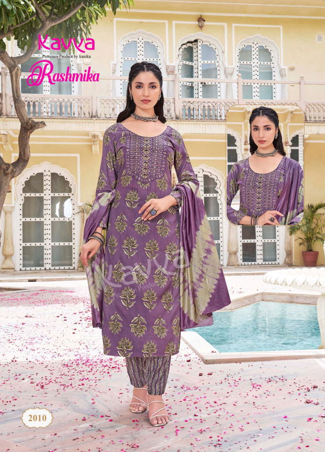 Rashmika Vol 02 By Kavya Rayon Embroidery Kurti With Bottom Dupatta
